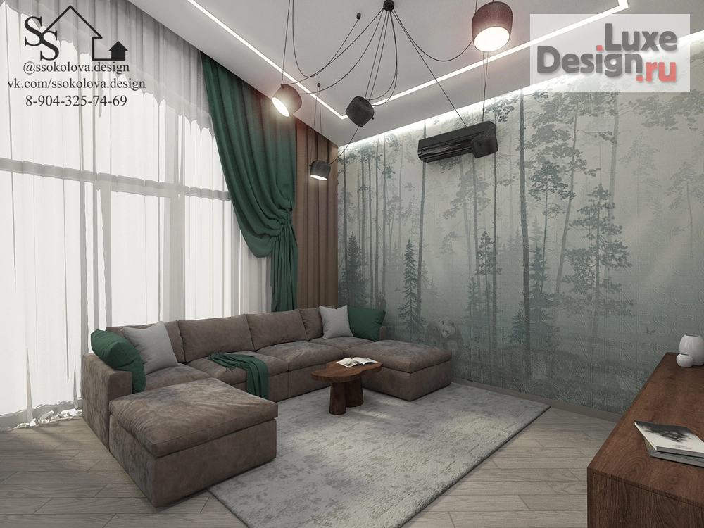 Дизайн интерьера трехкомнатной квартиры "Гостиная Усть-Заостровка" (фото 1)
