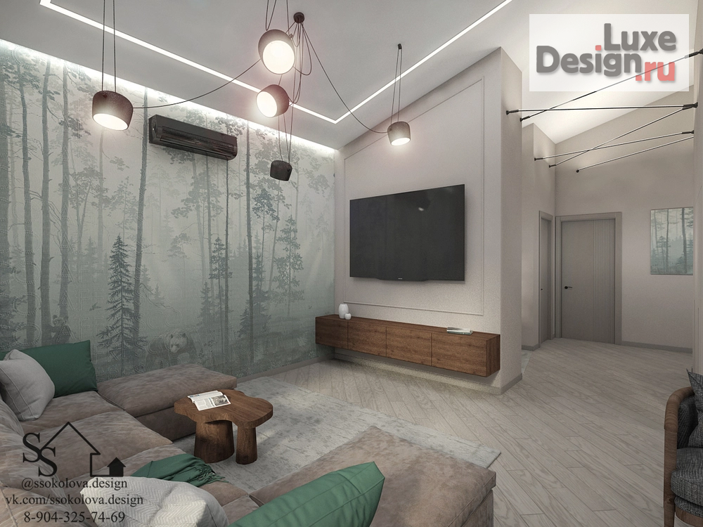 Дизайн интерьера трехкомнатной квартиры "Гостиная Усть-Заостровка" (фото 2)