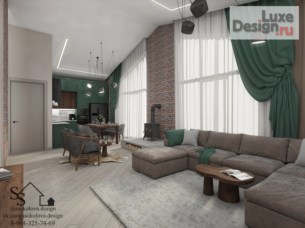 Дизайн интерьера трехкомнатной квартиры "Гостиная Усть-Заостровка" (фото 4)