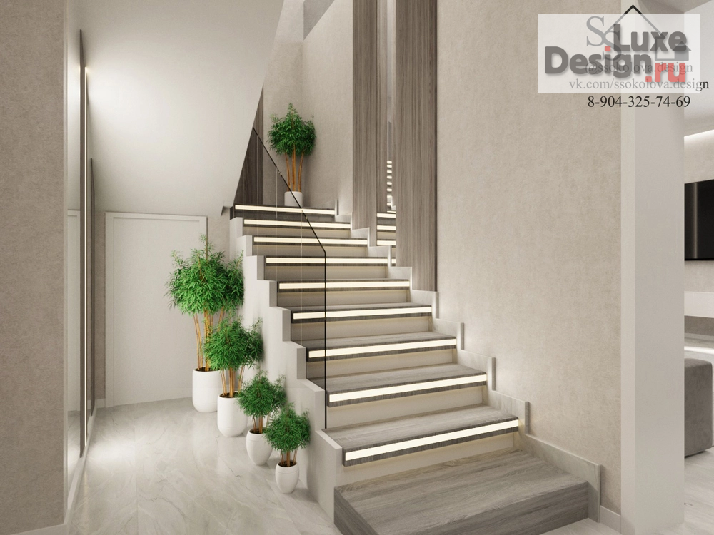 Дизайн интерьера трехкомнатной квартиры "Лестница Красноярский тракт" (фото 1)