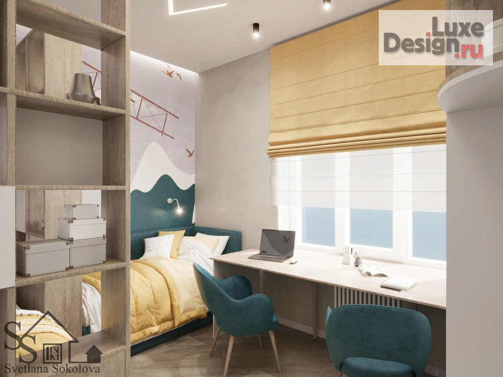 Дизайн интерьера двухкомнатной квартиры "Детская для мальчика и девочки ЖК Зелёная Река" (фото 1)