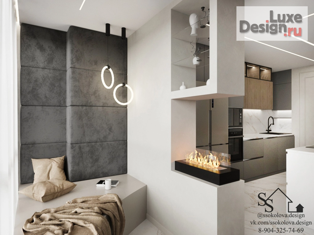 Дизайн интерьера гостиной "Кухня-гостиная ЖК Золотой Парус" (фото 9)