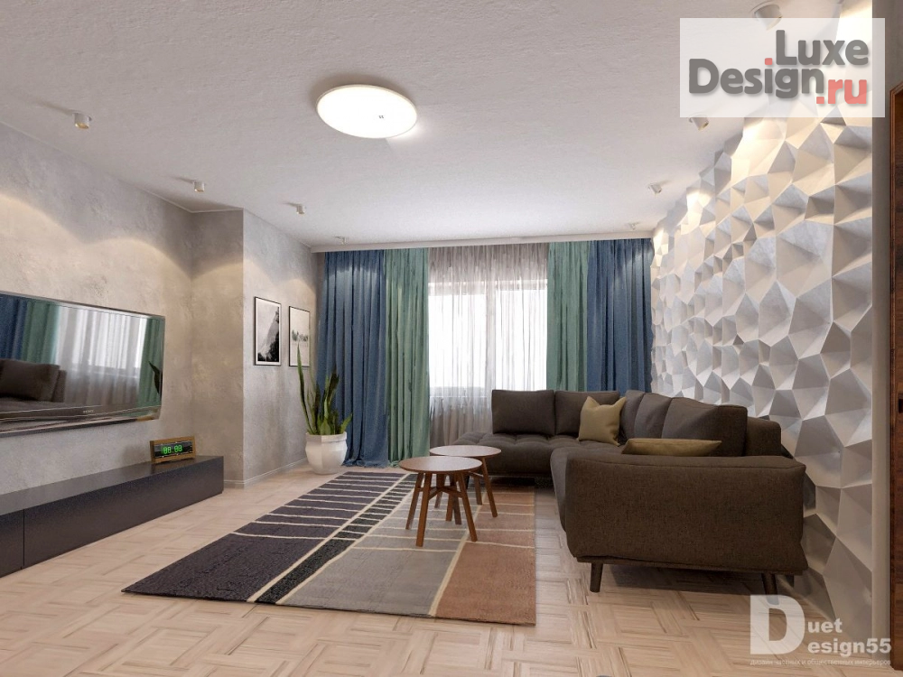 Дизайн интерьера двухкомнатной квартиры "Проект "Изумрудный берег"" (фото 3)