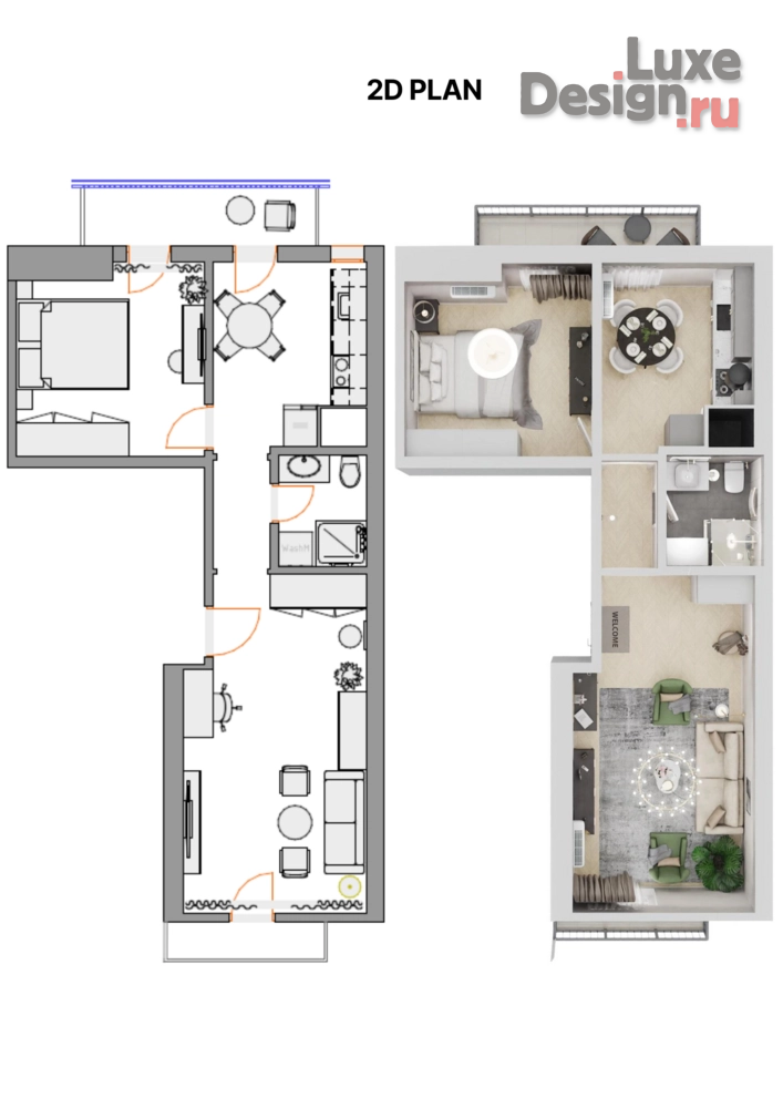 Дизайн интерьера двухкомнатной квартиры "Оформление квартиры для быстой продажи в период ремонта" (фото 8)