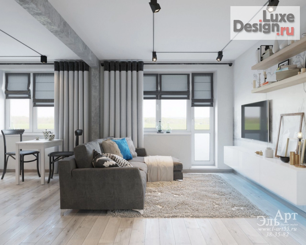 Дизайн интерьера трехкомнатной квартиры "Сдержанный лофт для  девушки. ( Квартира г.Омск )" (фото 18)