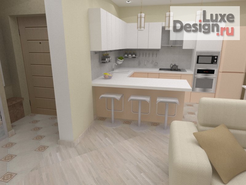 Дизайн интерьера двухкомнатной квартиры "Дизайн-проект интерьера квартиры в ЖК "Серебряный берег"" (фото 3)